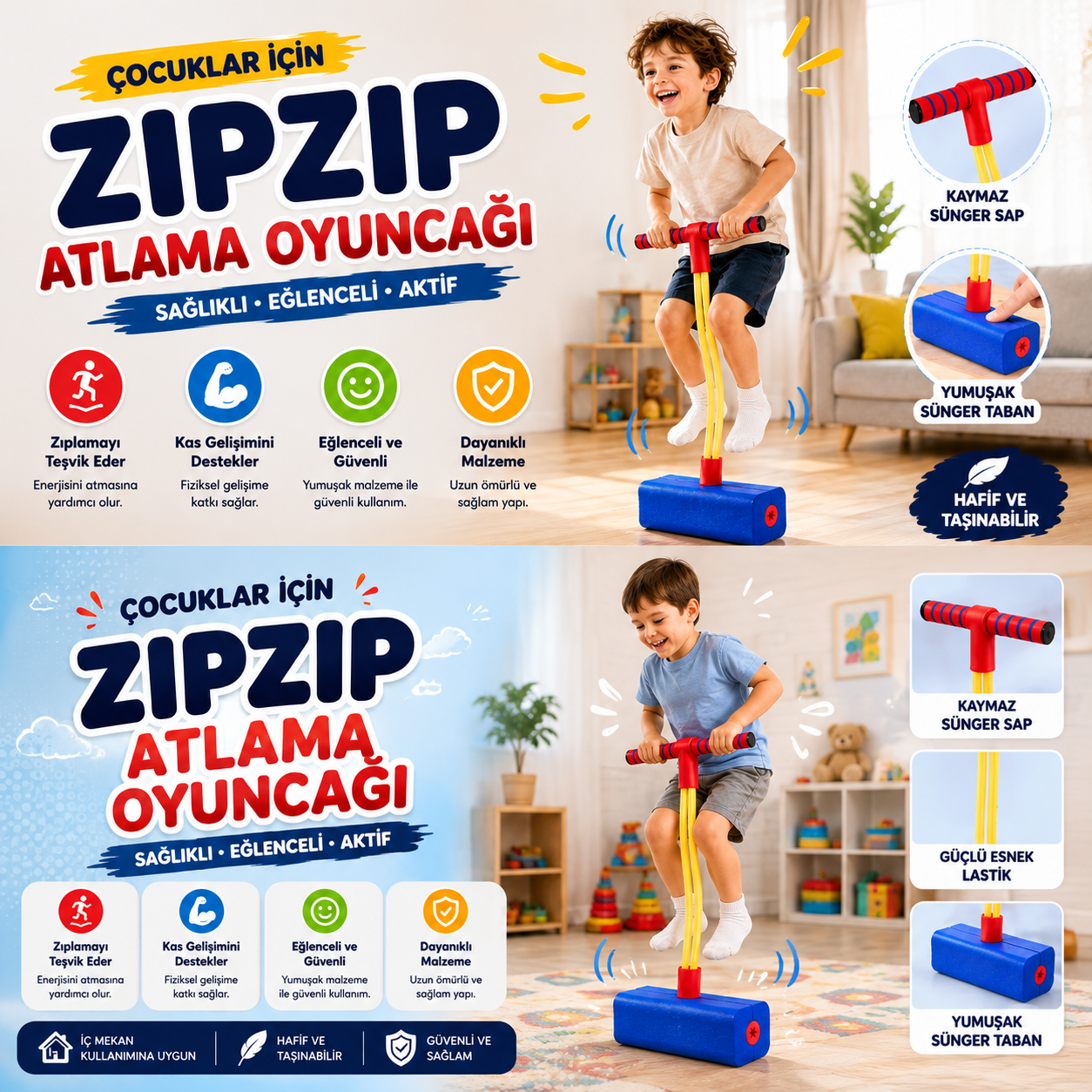 ZipZipPlay® Boy Uzama Destekli  Zıplama Oyuncağı